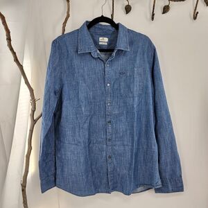 Penny stock the penny chambray button up blue shirt large